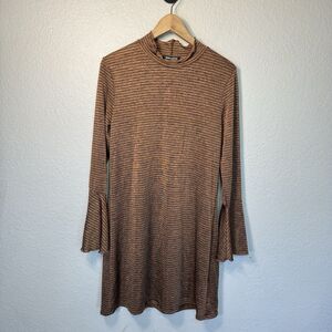 Billabong Dress L Brown Black No Iron Stretch Packable Mini Party Travel Retro